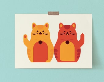 A3 Cat Moods Print | gifts for cat lovers, cat prints for home, cat themed gifts, funny cat gifts, cat wall art, cat print