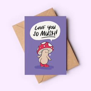 Biglietto carino con funghi - Biglietto carino, biglietto con funghi, biglietto per amanti dell'aria aperta, biglietto carino per festeggiamenti, biglietto per anniversario, San Valentino, biglietto con funghi