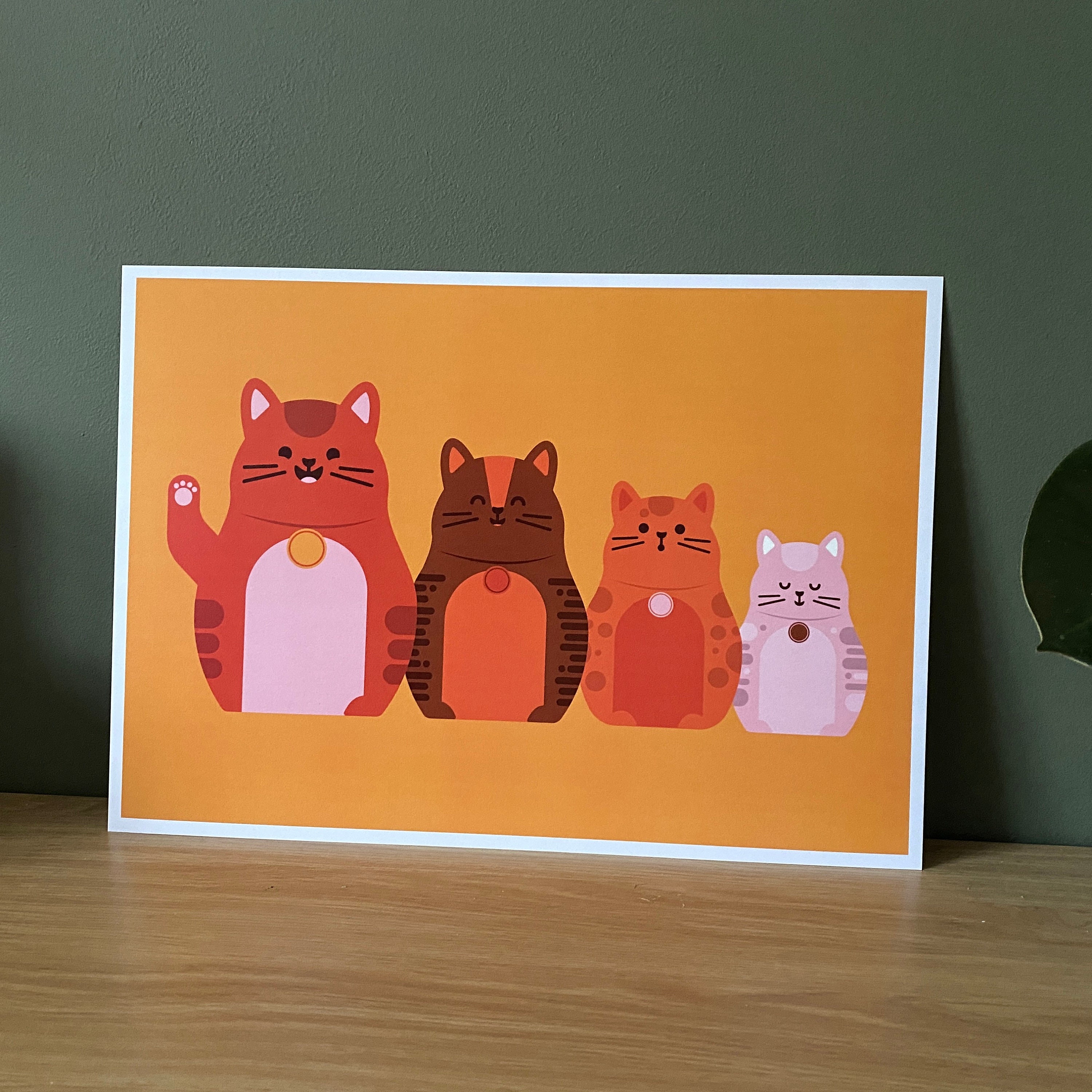 Stacking Cats Art Print - Colorful Cat Lover Gift - Etsy
