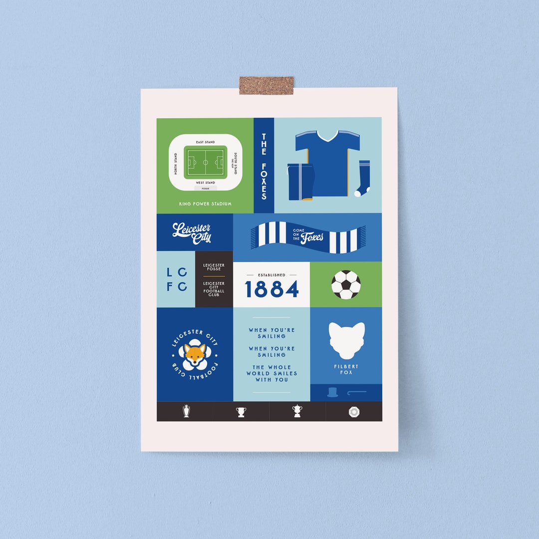 Leicester City Football Club Art Print Gifts for Football Fans, Wall