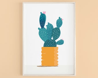 Cactus House Plant Print cute vase, gifts for friends, new home gift, plant lovers, cute cactus, gift for plant parents, home decor