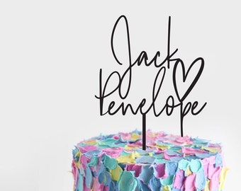 Custom Names Cake Topper | Acrylic or Wood, Wedding & Engagement