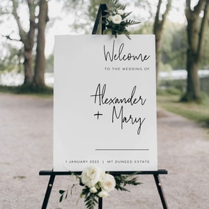 Modern DIY WEDDING Welcome Sign Template, Customizable Printable Welcome Sign, Digital Personalised Minimalist Party Welcome Sign, Templett