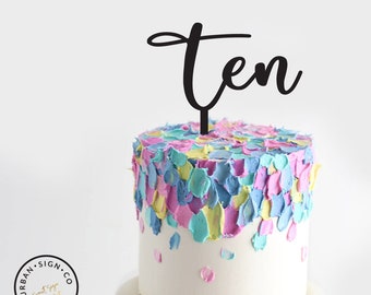 Ten 10 | Birthday Cake Topper | Acrylic | Wooden | Decoration | Party | Celebration | Milestone Event