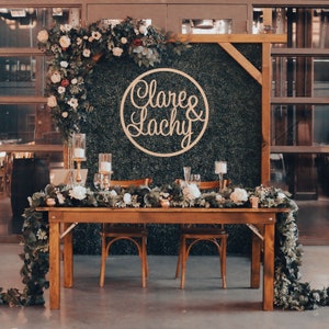 Personalized Wedding Hoop Sign - Custom Couple Names, Acrylic or Wood