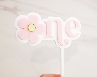 Daisy Flower Acrylic One Cake Topper | First Birthday Decor