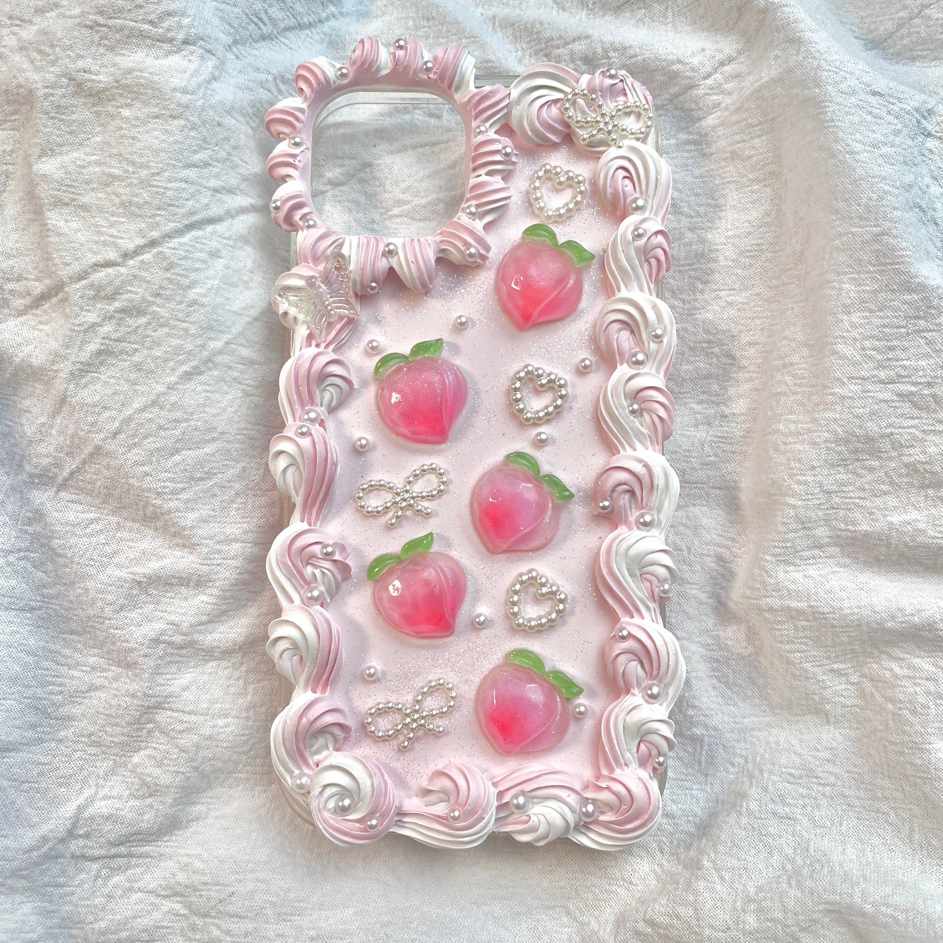 Decoden Phone Case DIY Kit Pink White Peach Black Gray Roses