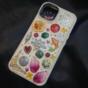 Koi Fish Shell Stone Mosaic Decor Decoden Phone Case For All Brand