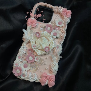 Pink Bow with Angel Baroque Style Decoden Phone Case for All Brand