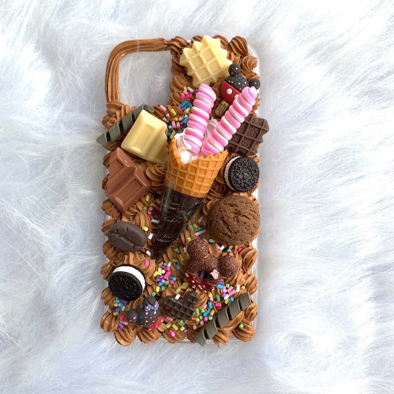 Handmade Yummy Chocolate Taro Blueberry Icecream Decoden Phonecase 