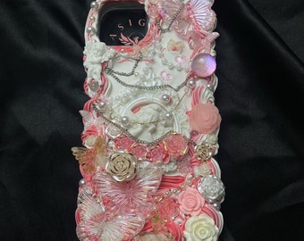Gorgeous Pink Baroque Style Decoden Phone Case for All Brand