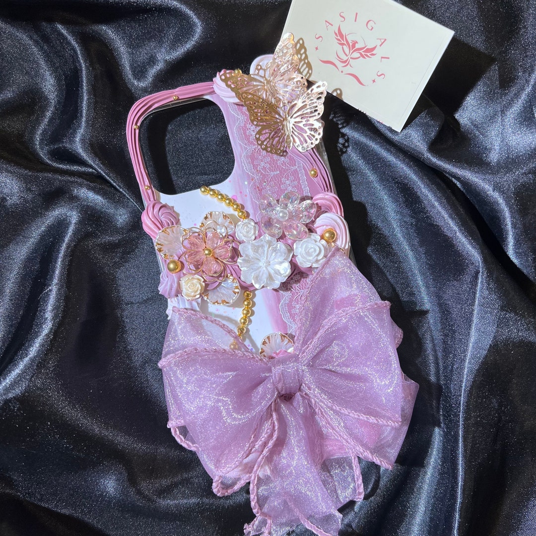 Pink Raspberry Phone Pink Raspberry Luxury Bow Decoden Phone Case for All Brand - Etsy
