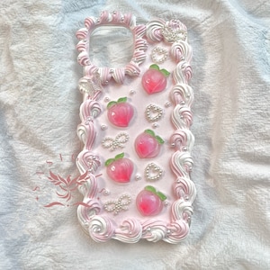 Cute 3D Pink Peaches Decoden Phone Case