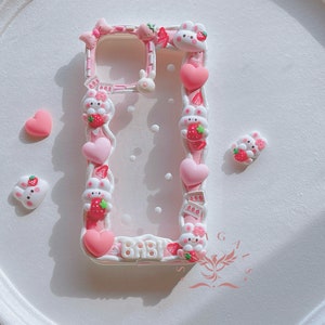 Cute Strawberry Bunny Decoden Phone Case