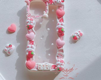 Schattige Strawberry Bunny Decoden-telefoonhoesje