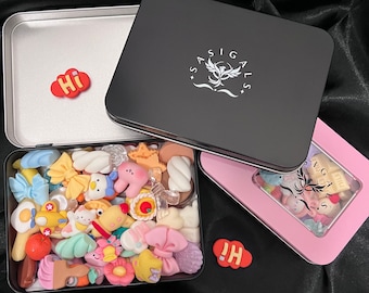 Caja misteriosa de encantos de resina con parte posterior plana de cabujón decodificado Kawaii para manualidades DIY personalizadas