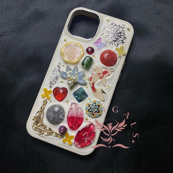 Koi Fish Shell Stone Mosaic Decor Decoden Phone Case For All Brand