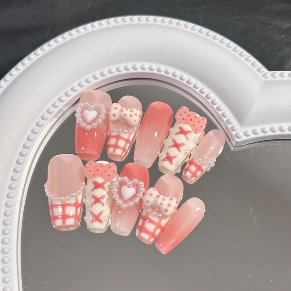 Cute Fake Nails Etsy