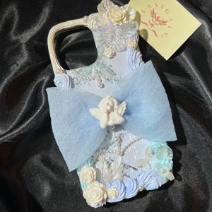 Light Blue Bow Baroque Style Decoden Phone Case For All Brand