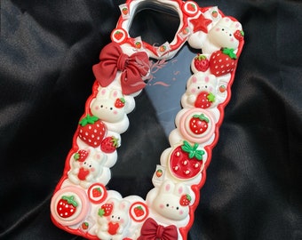 Cute Strawberry Bunny Decoden Phone Case For All Brand