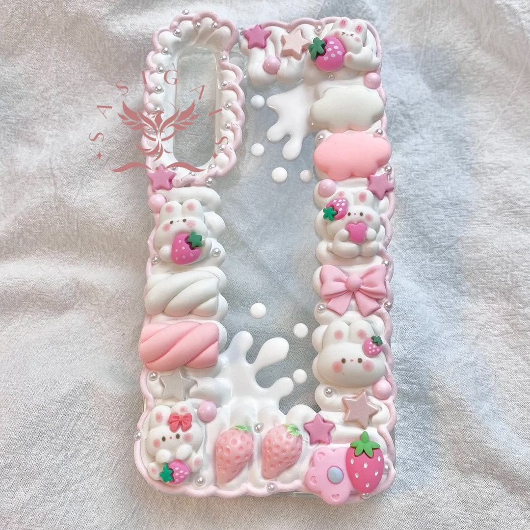 Kawaii Pink Bunny Decoden Phone Case for All Brand - Etsy