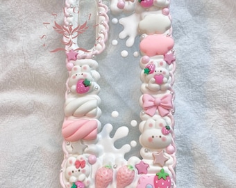 Kawaii Pink Bunny Decoden Phone Case For All Brand