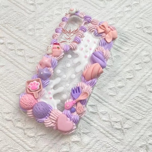 Cute Purple and Pink Cat Claw Candies Decoden Phone Case