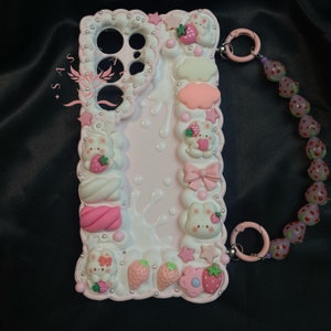 Jolie coque de portable rose avec chaîne Decoden avec lapin pour toutes les marques