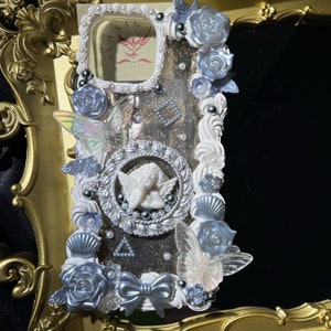 Custodia per telefono Decoden in stile barocco perla blu e oro grigio per tutte le marche