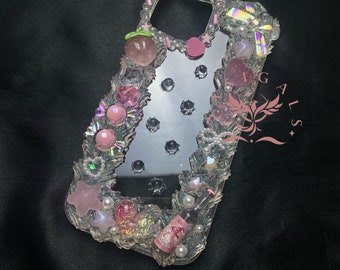 Pink Peach Transparent 3D Decoden Phone Case