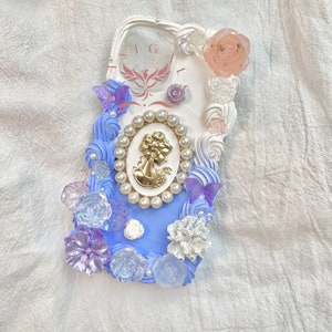 Retro Purple Blue Angel Baroque Decoden Phone Case for All Brand