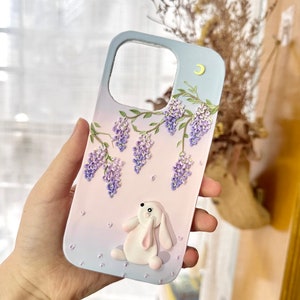 Purple Grape and Rabbit Clay Phone Case for All Brand - Etsy