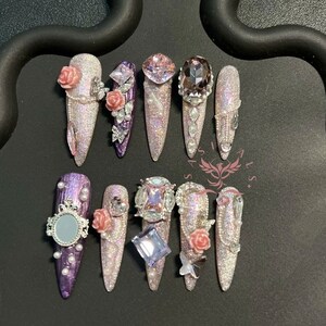 Luxury Rococo Purple Garden Press On Nails