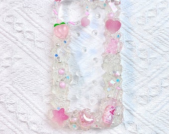 Pink Peach Transparent Decoden Phone Case