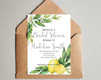Lemon Themed Bridal Shower Invite / 5x7 / editable