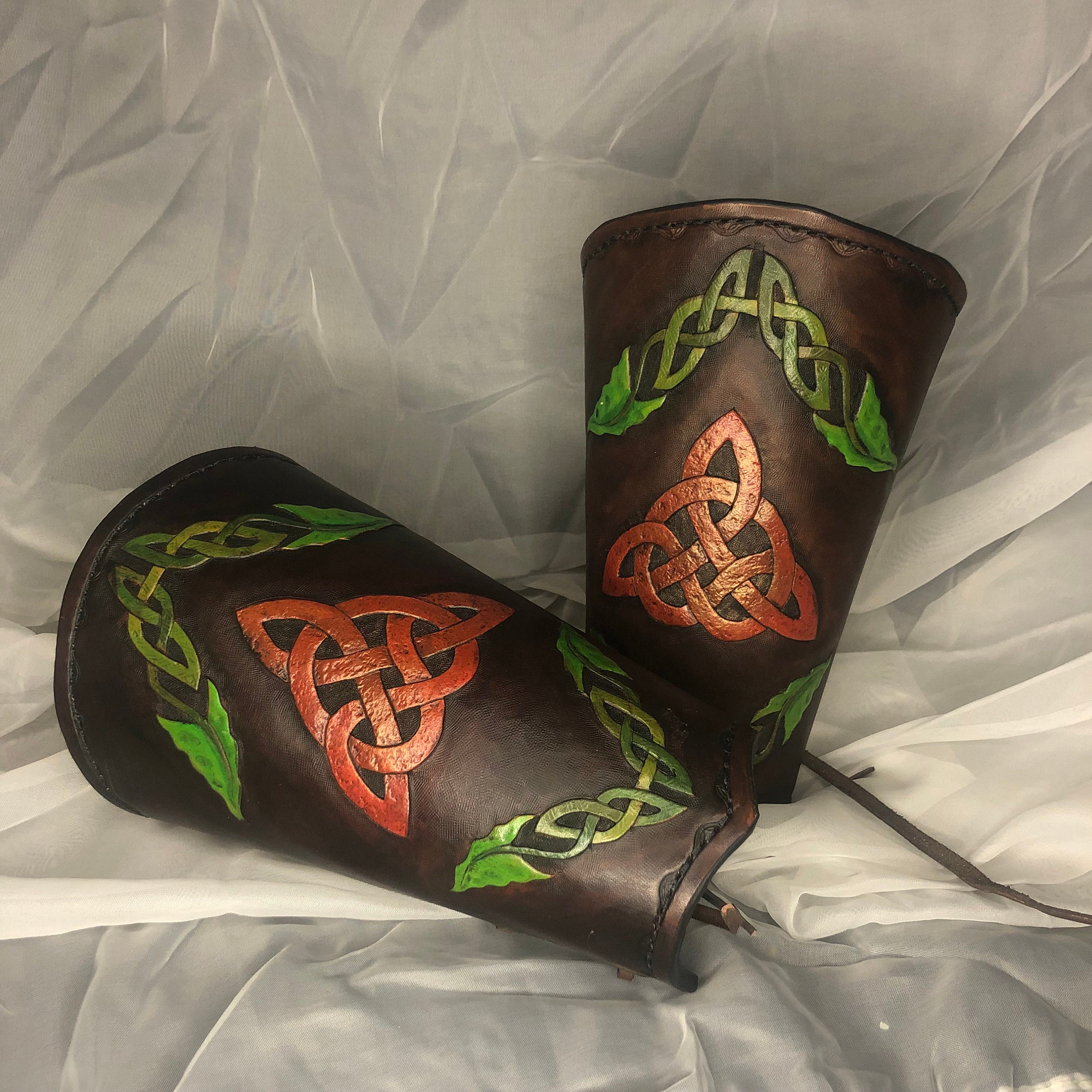 Celtic Tooled Leather Arm Guards Bracers - Etsy