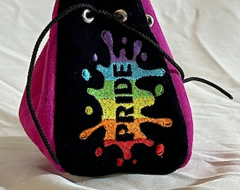 Pride Paint Dice Bag Authentic Handmade Leather Poke Cosplay Accessory, Jewelry or Renaissance Pouch Gamer DND Sack Party Favor Holder Purse