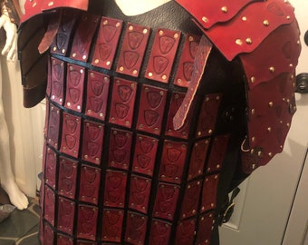 Red Dragon cuirass studded jerkin LARP renaissance fair SCA cosplay armor