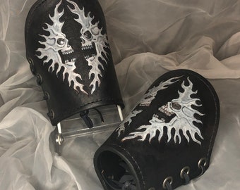 Arm Guard Renaissance fair fantasy Larp ghost skulls cosplay biker
