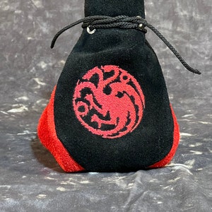 Targaryen GoT Würfel Tasche Authentisch Handgefertigt Leder Poke Cosplay Accessoire Schmuck Renaissance Beutel Gamer DND Sack Party Favor Inhaber Geldbörse