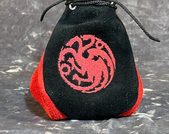 Targaryen GoT Dice Bag Authentic Handmade Leather Poke Cosplay Accessory Jewelry Renaissance Pouch Gamer DND Sack Party Favor Holder Purse
