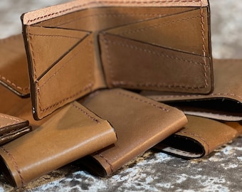 Bi-fold wallet, top grain vegetable tanned hand made