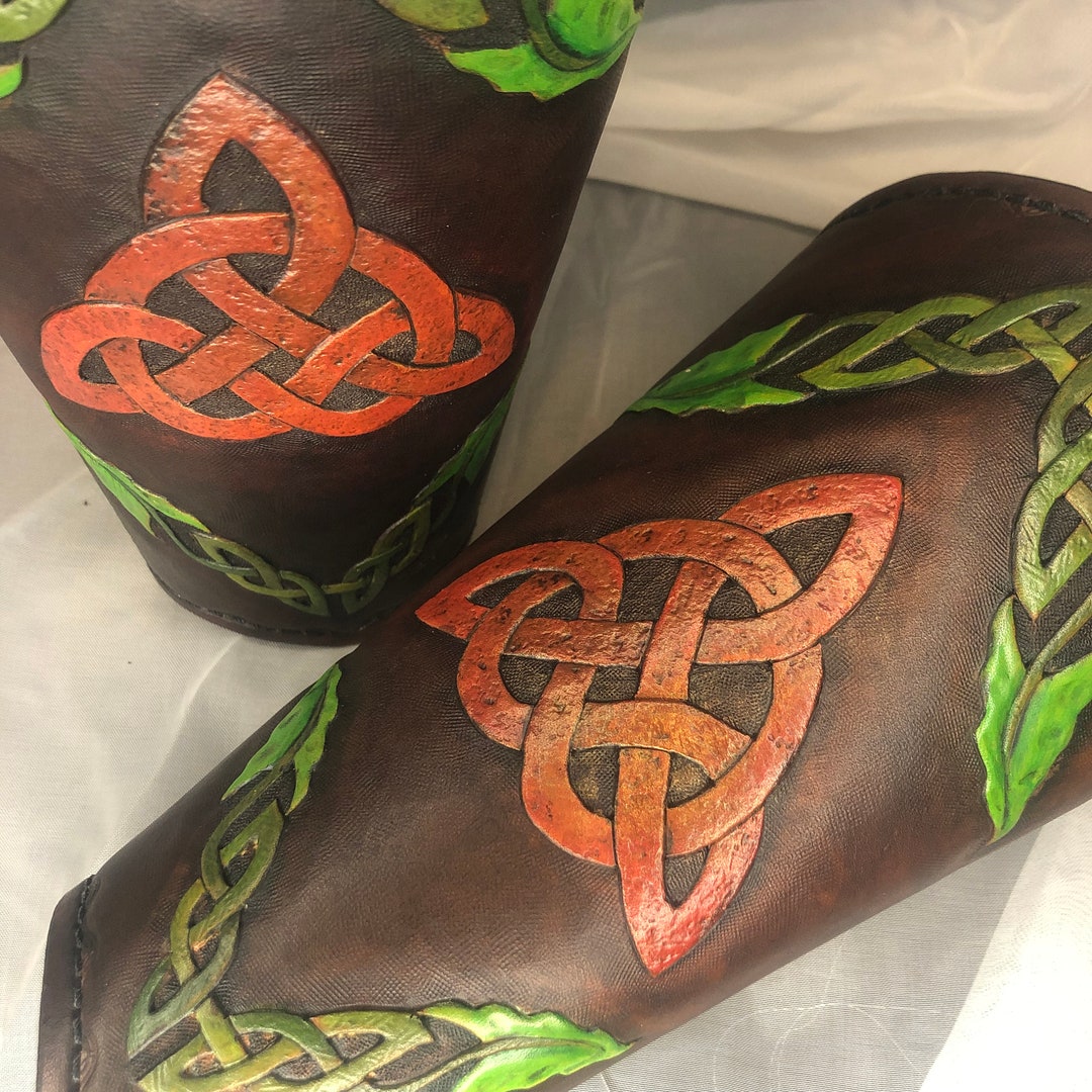 Celtic Tooled Leather Arm Guards Bracers - Etsy