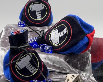 Thor Dice Bag Authentic Handmade Leather Poke Cosplay Accessory, Jewelry or Renaissance Pouch Gamer DND Sack Party Favor Holder Purse