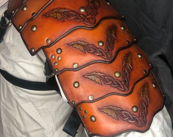 Pauldrons shoulder armor Celtic hand tooled LARP cosplay SCA