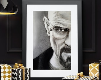 Heisenberg (Walter White) / dibujo original a lápiz de carbón