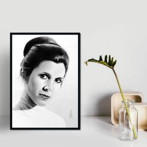Princess Leia digital print PDF & JPG | High Resolution Printable Handmade Drawing