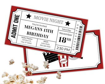 Movie Night Party Ticket Movie Ticket Invitation Admit One - Etsy