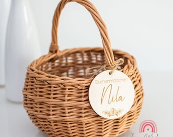 Small children's basket made of wicker, basket for flower girls and flower children at the wedding, basket for scattering flowers, marriage, wedding anniversary