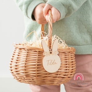 Easter basket for children with personalized Easter pendant, small children's basket made of wicker, basket for Easter, Easter bunny motif